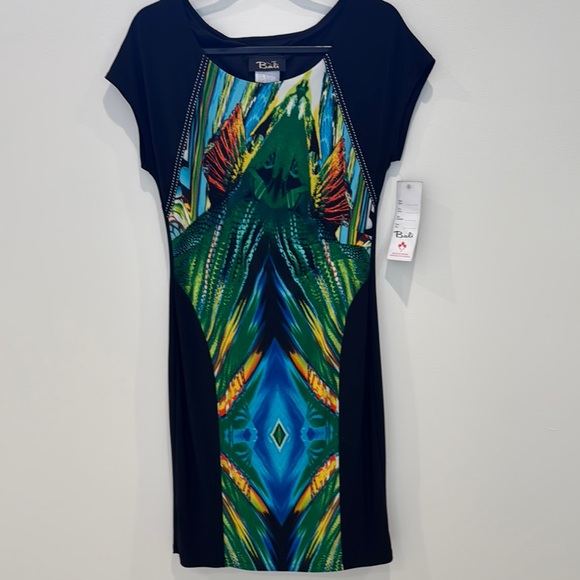 Bali Black Sheath Mini Dress Short Sleeve - Picture 1 of 9